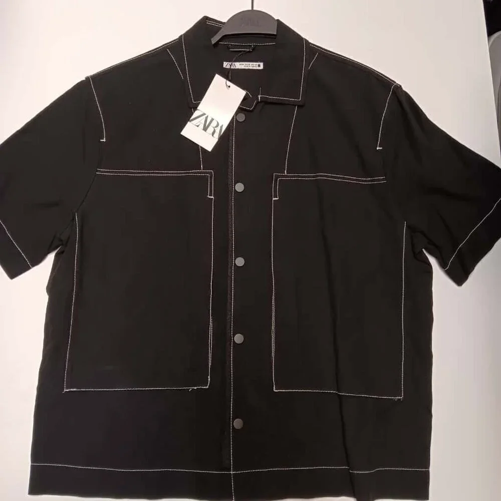 NWT Casual Button Down Black 0706/366